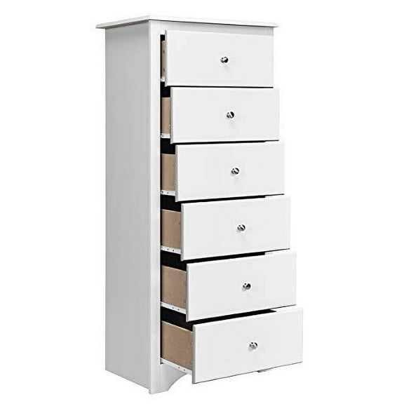 6 Drawer Dresser, 53.5’’ Chest of Drawers, Modern Closet Drawers with Metal Handles, Wood Dressers & Chests, Tall Dresser for Bedroom, Living Room, Hallway (White)