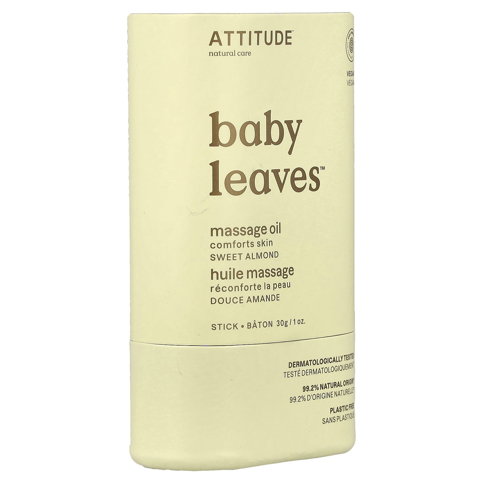 ATTITUDE Baby Leaves, Massage Oil Stick, Sweet Almond, 1 oz. (30 g)