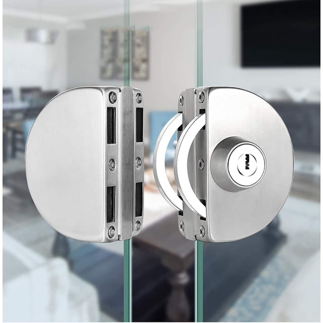 Sin perforación Cerradura de puerta de vidrio de acero inoxidable Cerradura de puerta de vidrio doble Cerradura de puerta de vidrio central Puerta de vidrio corrediza doble TUNC Sencillez