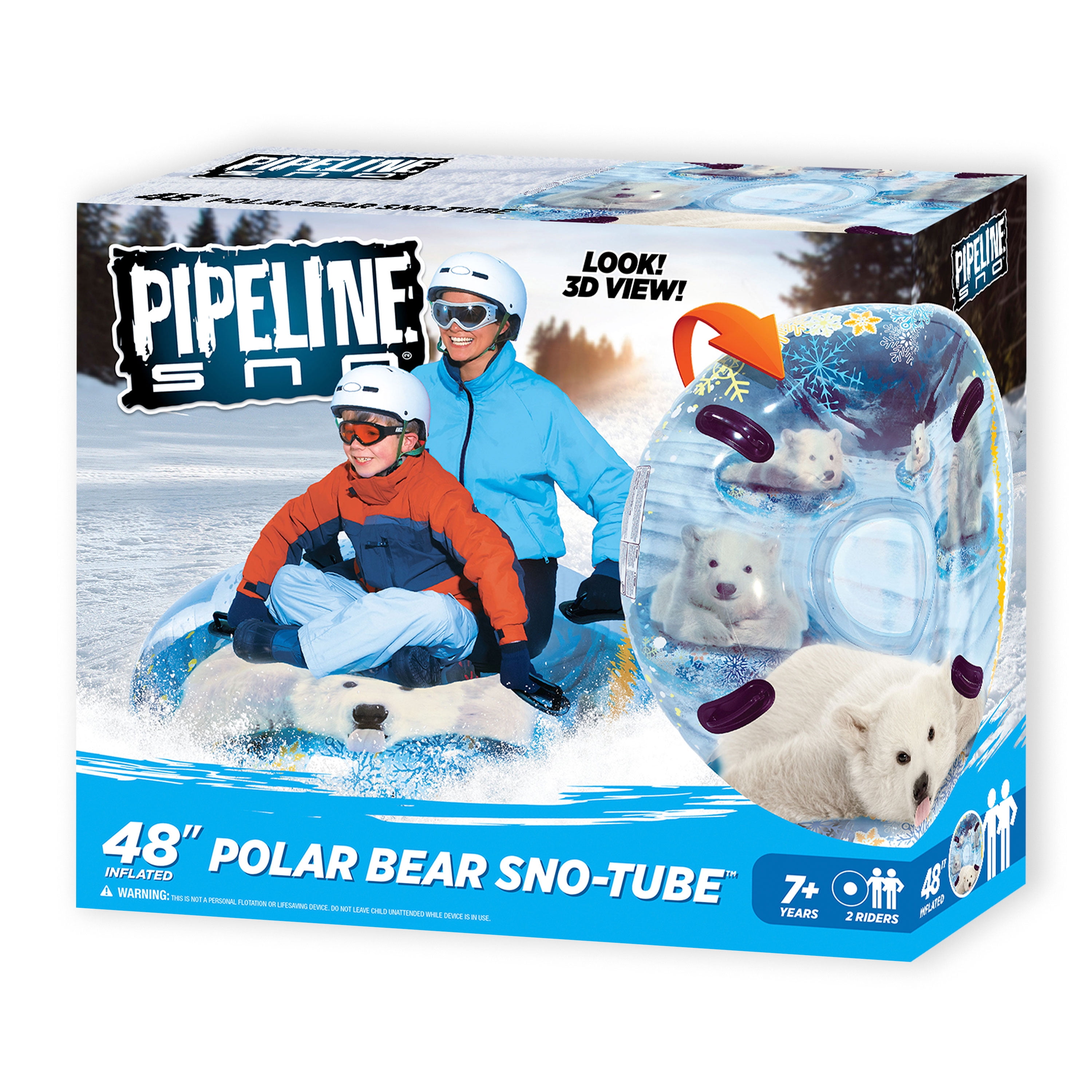 Pipeline Sno 48 in. Inflatable Mega Air Transparent Snow Tube, Polar Bear Sled, PVC Material