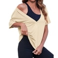 thumbnail image 2 of Summer Short Sleeved Women Deep V Neck Solid T Shirt Tops, 2 of 3
