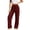 Wine, variant on LEAVINGSUO Wide Leg Sweatpants for Women Drawstring Elastic Waist Side Flap Pocket Work Pants Straight cut Casual Trousers Navy S