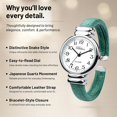 thumbnail image 4 of Blekon Collections Japanese Quartz 30mm Womens Snake Style Leather Cuff Bangle Watch, 4 of 6