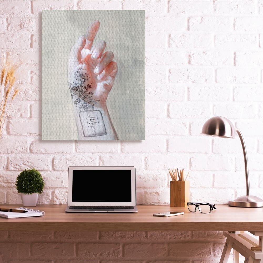 Stupell Industries Elegant Hand Pose with Floral Glam Tattoo Designed by Ziwei Li
