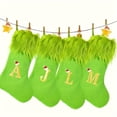 thumbnail image 4 of Classic Green Knitted Christmas Stockings with Lettering, 18-inch Festive Hanging Socks for Home Fireplace Decor, Polyester, No Feathers, for Christmas, Halloween, Thanksgiving, Fall, Summer - 1pc, 4 of 8