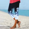 thumbnail image 2 of QATAINLAV Womens Capri Leggings Summer Boho Floral Print Tights High Waisted Cropped Pants Stretch Trendy Workout Trousers Black XXL, 2 of 5