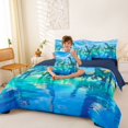 thumbnail image 3 of Feelyou Lake Watercolor Long Neck Dinosaurs Twin Bedding Sets for Boys Girls, Prehistoric Wildlife Bedding Comforter Set, Blue, Blue Reversible, 7-Piece, 3 of 7
