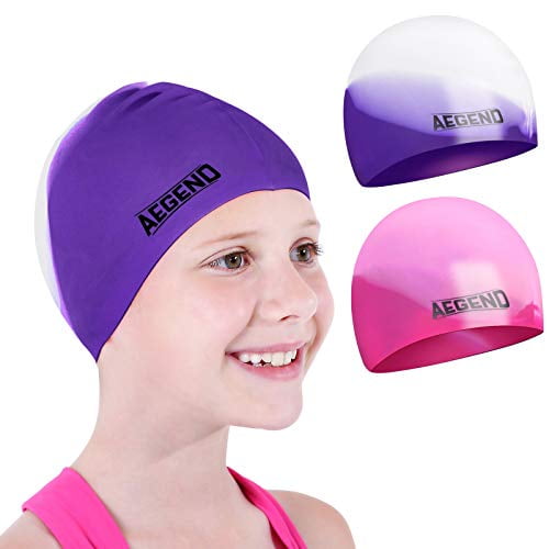 Aegend Kids Swim Cap (Age 8-12), 2 Pack 