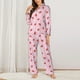 thumbnail image 2 of Balery Strawberry Floral Conjunto de Pijama con Estampado para Mujer, Conjunto de Dos Piezas con Manga Larga, Ropa de Dormir Suave con Bolsillos, Pijamas Cómodos-Medium, 2 of 7