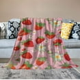 thumbnail image 2 of ARISTURING  Strawberry Blanket, Pink Throw Blanket Gifts for Fruit Lovers, Soft Lightweight Red Strawberry Flower Flannel Blanket, Cozy Bedding Blanket for Kids Girl, Couch, Chair, Bedroom, 2 of 6