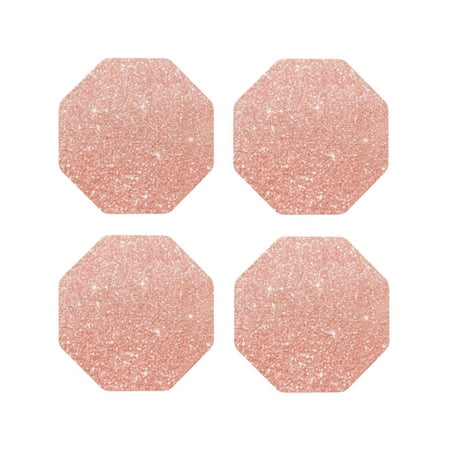 

Leather Coasters with Heat-resistant for Drinks Rose Gold Glitter -标题2 Octagon