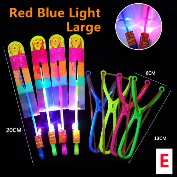 Nouveau 50/30/10/5/1 Pce Jouet Lumineux Incroyable Flèche Fusée Hélicoptère Jouet Volant Jouets Lumineux LED Cadeaux Amusants pour Fête Catapulte à Bande Élastique