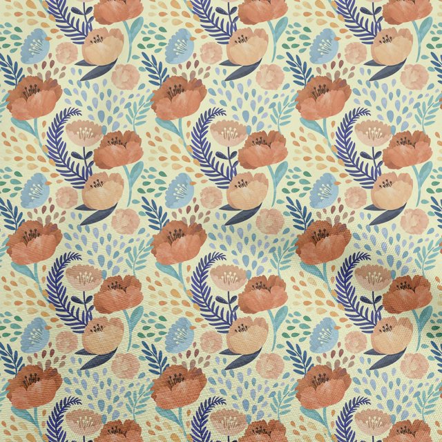 oneOone Polyester Spandex Beige Fabric Flora Sewing Craft Projects Fabric Prints By Yard 56 Inch Wide-A8