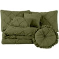 thumbnail image 5 of Chezmoi Collection Sydney 7-Piece Pinch Pleat Comforter Set, Lightweight Pintuck Bedding for All Season, Queen, Olive, 5 of 7