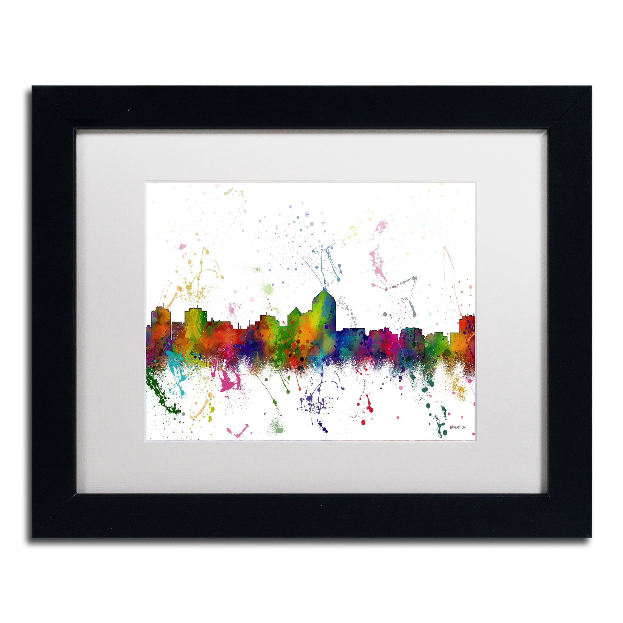 Trademark Fine Art "Albuquerque New Mexico Skyline" Canvas Art by Marlene Watson, White Matte, Black Frame
