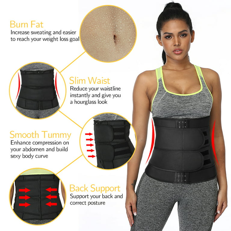 QRIC Women Workout Hot Sweat Waist Trainer Corset Gym, Sports, Workout  Fitness Trimmer Belt for Weight Loss Double Firm Control Compression Abs  Belt