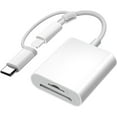 thumbnail image 1 of 2 In 1 SD and TF Card Reader for iPhone iPad, Dual Connector (Lightning & USB-C) Micro SD Memory Card Adapter Portable Trail Camera Viewer, No Driver Needed, Plug and Play, 1 of 7