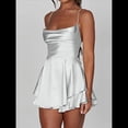 thumbnail image 4 of Mono Elegante de Satén para Mujer, de Verano, Sin Mangas, con Espalda Descubierta, Tirantes Finos y . S, 4 of 8