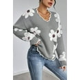 thumbnail image 2 of NACOjama Womens Long Sleeve Sweater V Neck Casual Loose Knit Top Gray M, 2 of 5