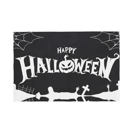 

Placemats Set of 6 Happy Halloween Black Place mats for Dining Table Indoor/Outdoor Cute Heat Resistant Washable Table Mats(18 x 12 )