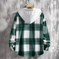 thumbnail image 4 of Domuza Hoodies Men Fashion Casual Long Sleeve Button Down Flannel Plaid Shirt Fall Lightweight Classic Checkered Top with Double Pockets Green M, 4 of 5