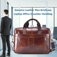 thumbnail image 4 of Bolsa Maletín de piel auténtica para hombre, para portátil, oficina, bolso de hombro (marrón claro) Tmvgtek Para estrenar, 4 of 9