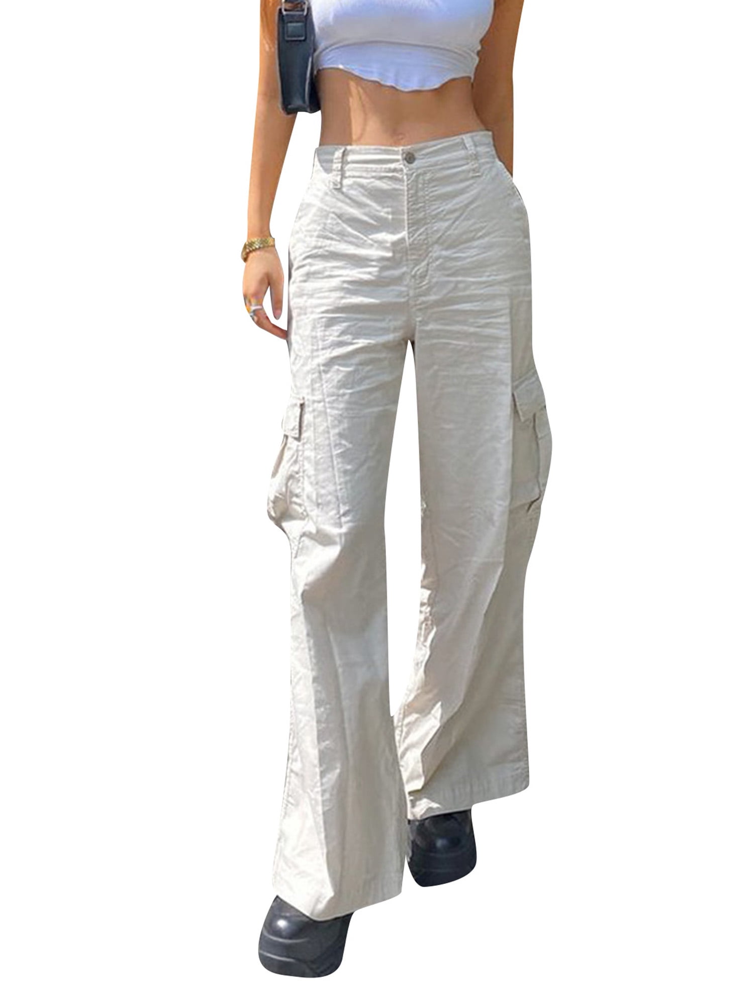 high waisted wide leg cargo pants