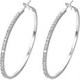 thumbnail image 2 of 14K Gold Plated Dangle Earrings for Women | Round-Cut Crystal Hoop Earrings | 925 Silver Post | Elegant Birthday Jewelry Gift, 2 of 3