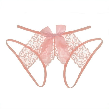 

Ykohkofe Womens Sexy Transparent Seamless Lace Slit Panties Low Waist Bow Panties