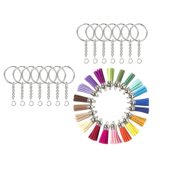MLINS  100 Pcs Metal Key Rings with Chain Chains for Crafts Tassel Keychain