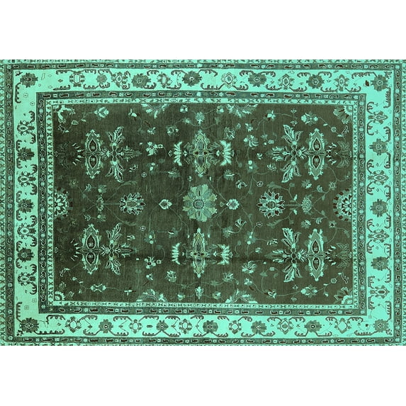 Ahgly Company Indoor Rectangle Oriental Turquoise Blue Traditional Area Rugs, 3' x 5'