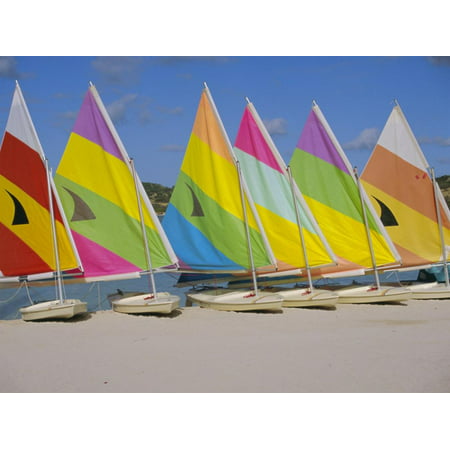 Sail Boats on the Beach, St. James Club, Antigua, Caribbean, West Indies, Central America Print Wall Art By J