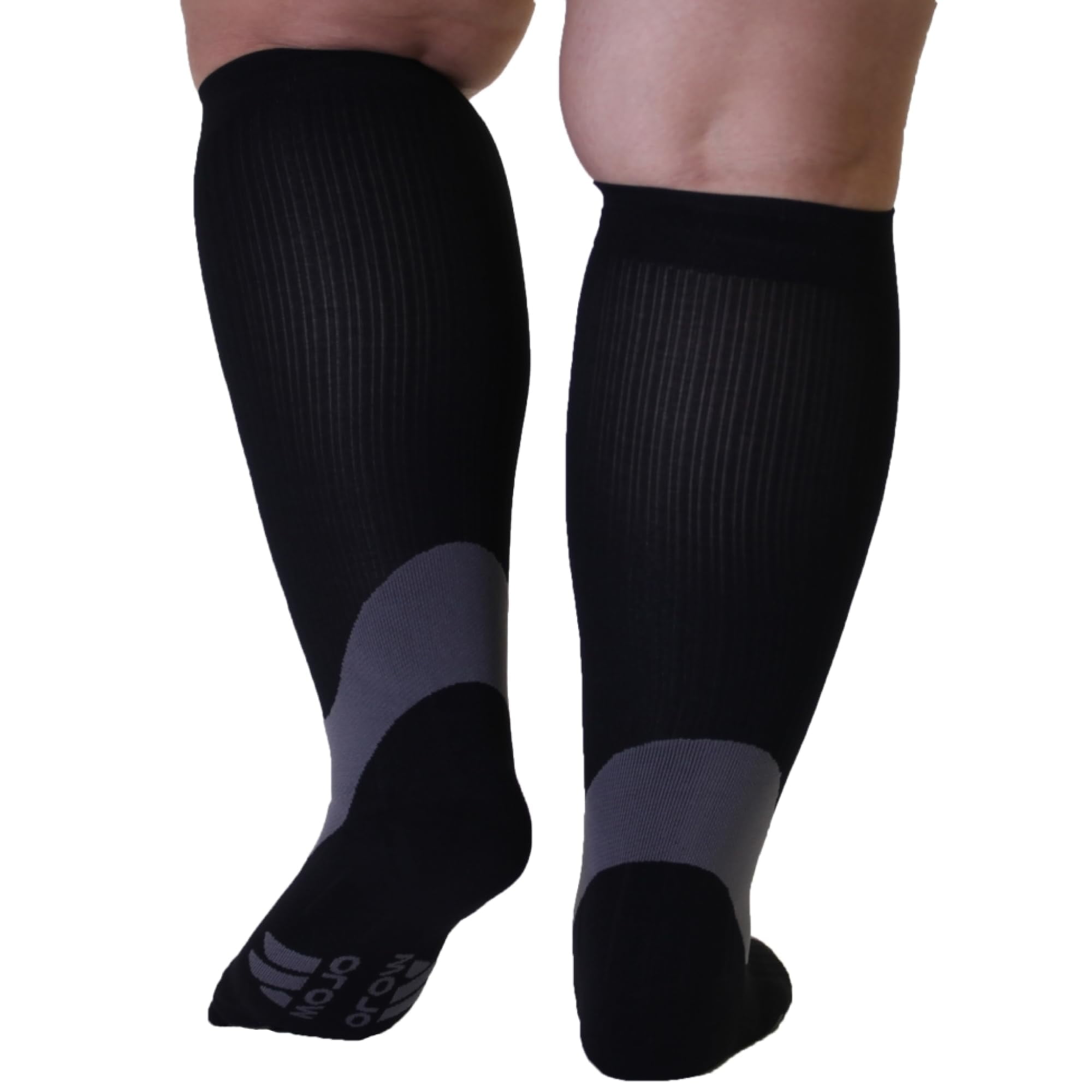 3XL Plus Size Unisex Opaque Compression Knee High 20-30mmHg - Black, 3X-Large