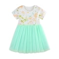 thumbnail image 2 of CUZIBR Baby Girls Girl'S Easter Bunny Dresses Casual Short Sleeve Crewneck Lace Tutu Tulle Dress Loose Tiered Layering Midi Casual Comfortable Cozy Sundress Prom Ball Gown,Green,2-3 Years, 2 of 7