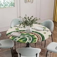 thumbnail image 5 of St. Patrick's Day Round Fitted Tablecloth with Elastic Edge Green Leopard Shamrocks Rainbow Love Linen Texture Table Cover Fit for 55"-60" Tables Waterproof Tablecloths for Dinner Camping Picnic, 5 of 9