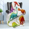 thumbnail image 4 of Dinosaur Soft Flannel Fleece Throw Blanket, Colorful Funny Different Dino Themed Friendly Wildlife Extinct Animals Ice Age, Cozy Plush for Indoor and Outdoor Use, 50" x 70", Multicolor, by Ambesonne, 4 of 5