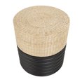 thumbnail image 6 of DecMode Wooden Geometric Handmade Woven Two-Toned Stool with Seagrass Top, Black, 6 of 9