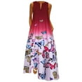thumbnail image 1 of Fridja Robe Maxi Vintage Boho Sans Manches à Col en V Imprimé Papillon pour Femmes Grande Taille, 1 of 9