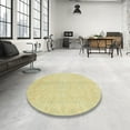 thumbnail image 3 of Ahgly Company Indoor Round Abstract Brown Gold Abstract Area Rugs, 4' Round, 3 of 6