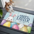 thumbnail image 4 of Rectangle Area Rug 2x3ft, Stripe Easter Eggs Cute Rabbits Non-Shedding Washable Area Rug, Vintage Blue Wood Board Non Slip Low-Profile Rugs for Living Room, Bedroom Dining Room, 4 of 9