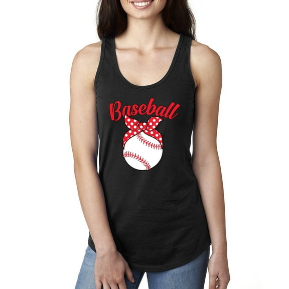 Wild Bobby, Cute Baseball Mom Ribbon Gift, Mother's Day, Women Racerback Tank Top, Black, Small