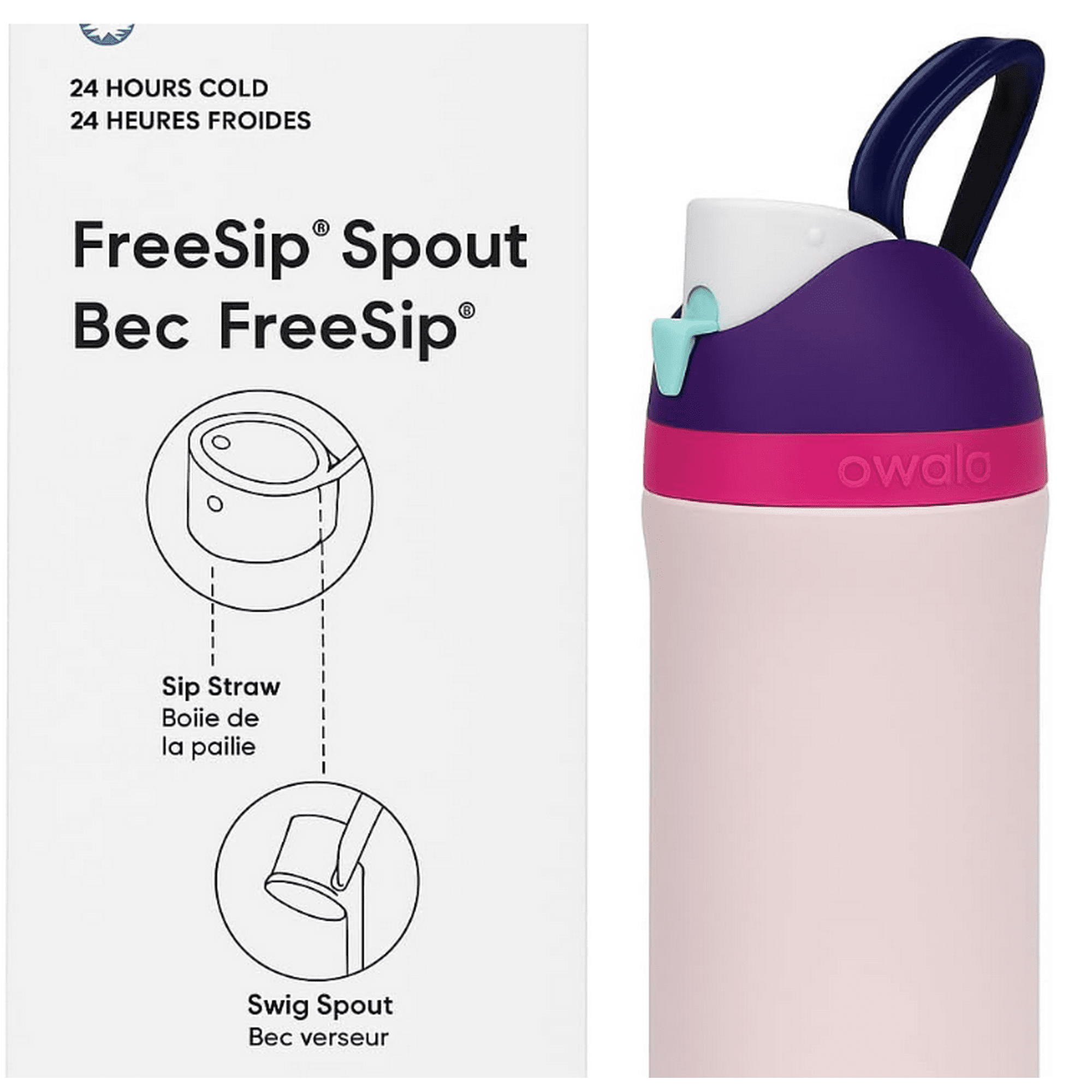 owala Kids' FreeSip® オワラ キッズ フリーシップ 16oz Owala Kids FreeSip Insulated Stainless Steel Water Bottle