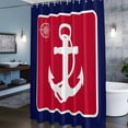 thumbnail image 3 of Anchor Shower Curtains for Bathroom, Compass Nautical Navy Blue Red Washable Fabric Shower Curtain with Hooks Waterproof Bathroom Decor Sets, 72 x 96 Inches, 3 of 9