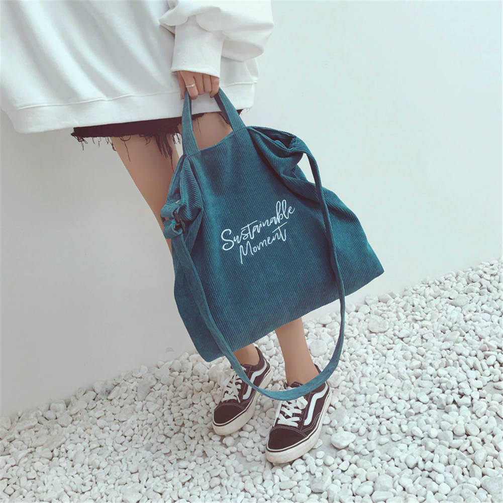 Download Women Corduroy Canvas Tote Ladies Casual Shoulder Bag ...