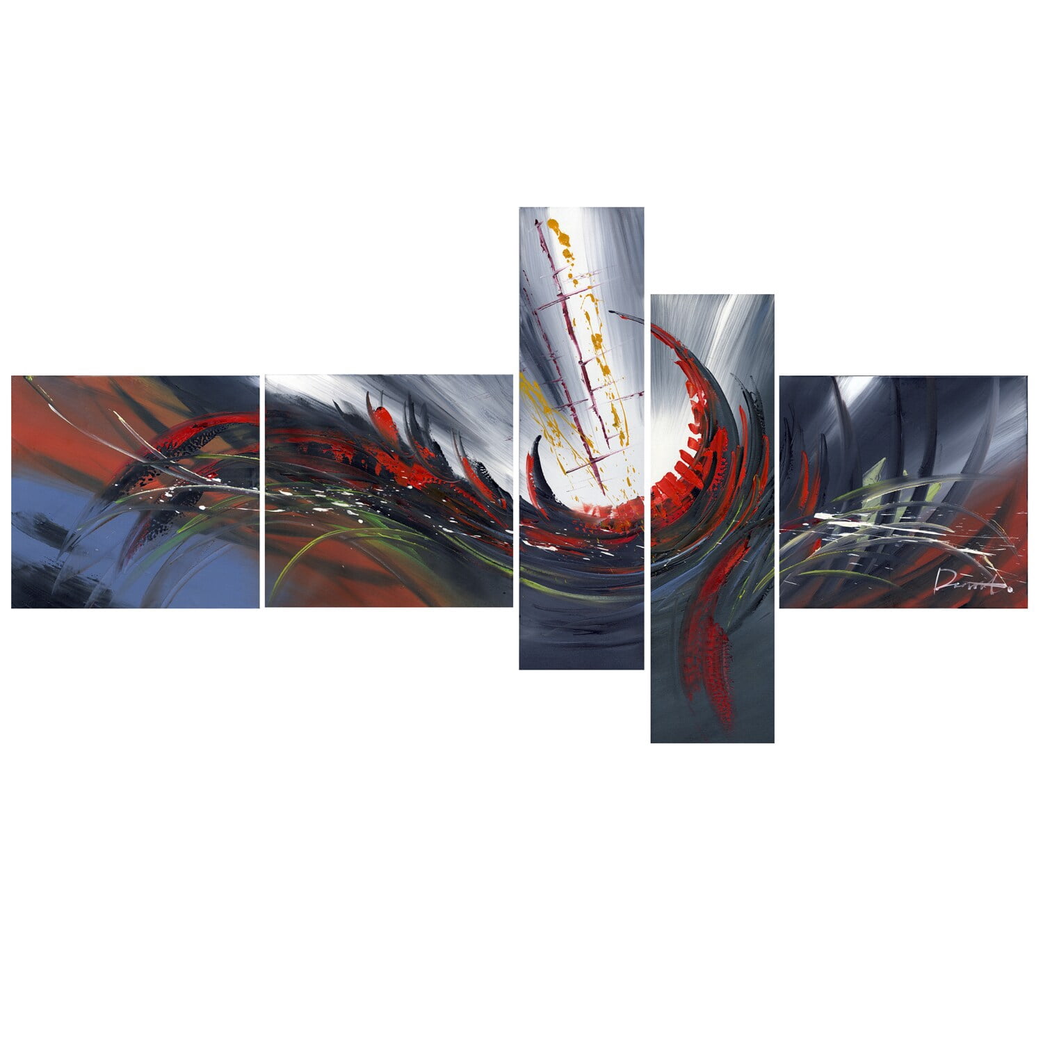 Design Art Orange Modern World 5 Piece Graphic Art on Wrapped Canvas Set