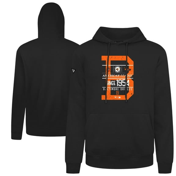 Men's-Levelwear  Black Baltimore Orioles Distressed Podium Acumen Pullover Hoodie