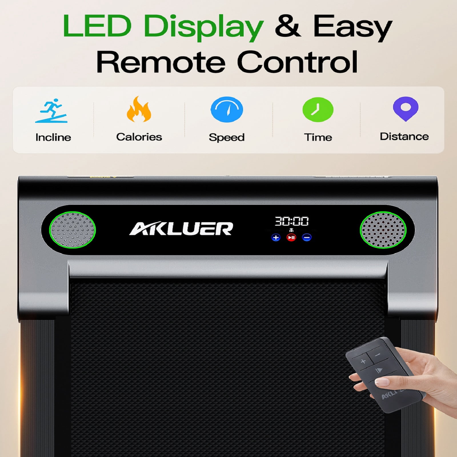 Akluer Walking Pad With Incline, 2.5 HP Under Desk Treadmill For Home, Small Treadmill With LED Display & Remote Control