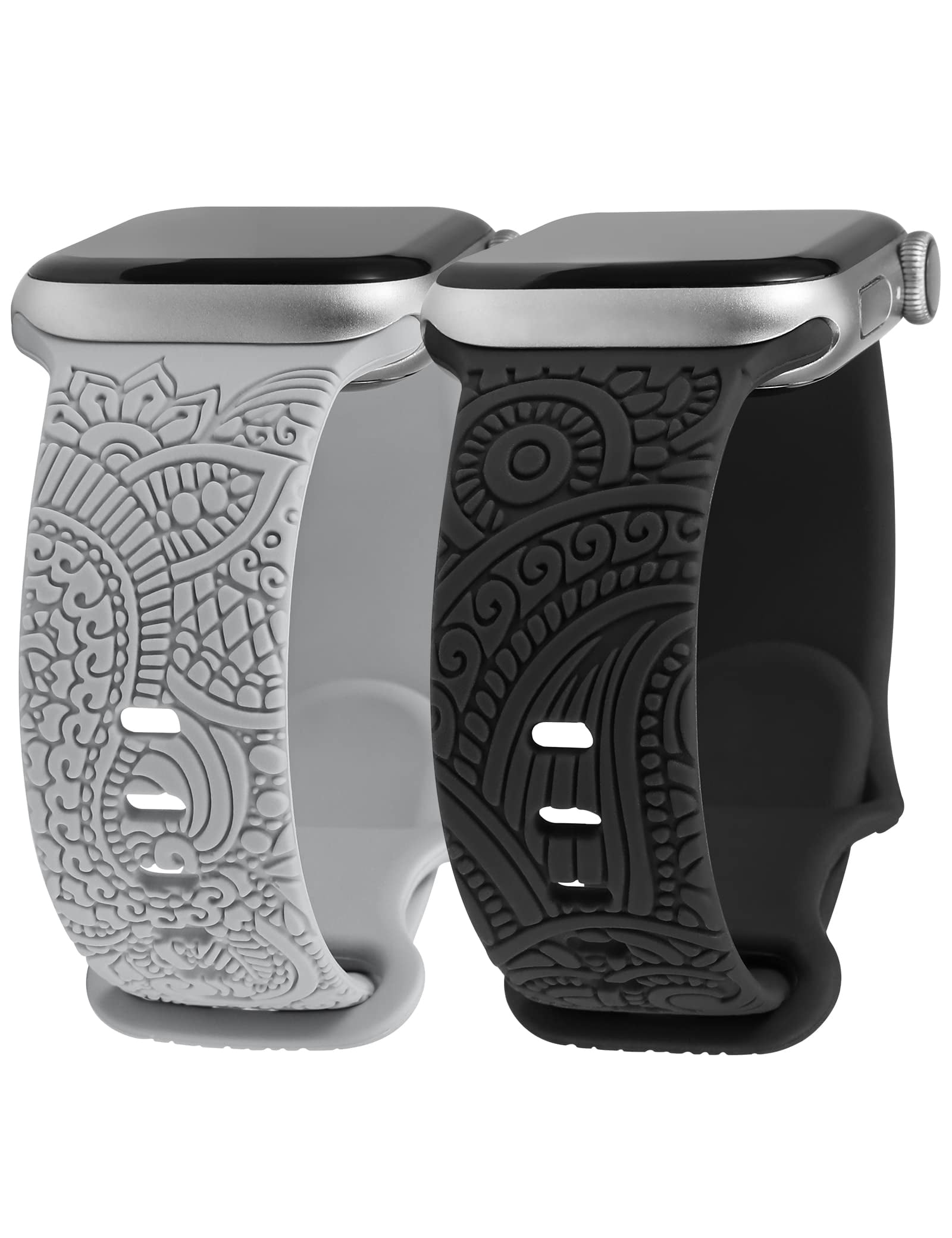 TOYOUTHS 2 Packs Boho Engraved Bands Compatible with Apple Watch Bands