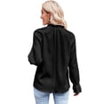 thumbnail image 3 of Blouse Noire à Col Montant à Volants Manches Bouffantes pour Femmes, 3 of 5