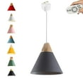 thumbnail image 1 of FSLiving Remote Control Pendant Light 1-Light J-Type Track Pendant Lamps Scandinavian Style Pendant Lights for Kitchen Hanging Lamp Modern Wood and Aluminium Light Customizable - Grey, 1 of 7